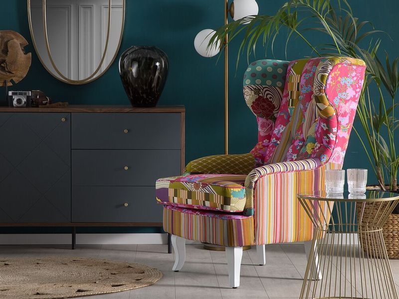 Fotel uszak patchwork wielokolorowy MOLDE zdjęcie 2