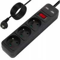PRZEDŁUŻACZ LISTWA ZASILAJĄCA WŁĄCZNIK 3x USB 3 GNIAZDA 5m CZARNA
