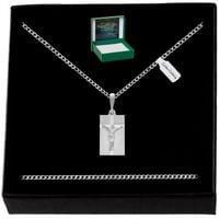 MĘSKI SREBRNY ŁAŃCUSZEK KRÓTKI NASZYJNIK + MEDALIK PR. 925 NA PREZENT 40CM