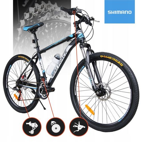 ROWER GÓRSKI MTB 26" SHIMANO 18 BIEGÓW HAMULCE TARCZOWE STALOWA RAMA 18,5" na Arena.pl