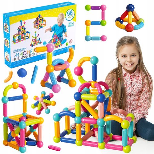 DUŻE KLOCKI MAGNETYCZNE KONSTRUKCYJNE EDUKACYJNE STICKS PATYCZKI XXL 98 ele na Arena.pl