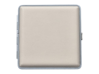 Metalowa Papierośnica Pokryta Gładką Ekoskórą Jednolity Kolor Kremowy Ecru