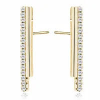 DELIKATNE POZŁACANE SREBRNE PODŁUŻNE KOLCZYKI WKRĘTKI PASKI BIAŁE CYRKONIE