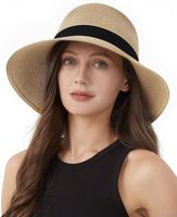 Kapelusz słomkowy damski z szerokim rondem letni UV składany regulowany