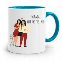 Kubek Błękitny Dla Mamy Mama Wie Wszystko Prezent Z Nadrukiem Ze Zdjęciem