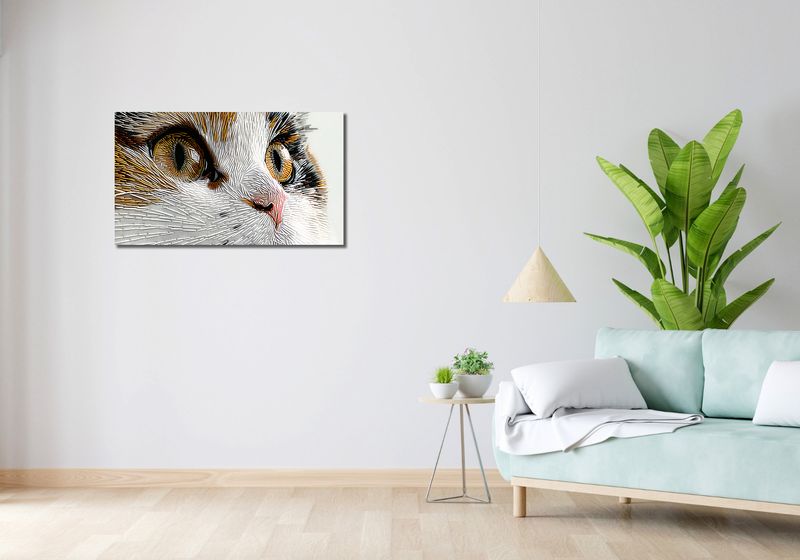 Obraz 90x50cm Nitkowany Kot zdjęcie 2