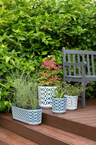 Doniczka AZTEK 14 h15 k-Czarny + w-Złoty Jasny na Arena.pl