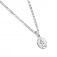 ŁAŃCUSZEK SREBRNY 925 CUDOWNY MEDALIK CHRZEST 45CM