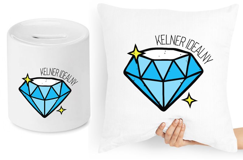 Dla Kelnera Zestaw Poduszka + Skarbonka Prezent Z Nadrukiem Ze Zdjęciem zdjęcie 1