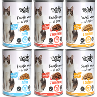 KARMA DLA KOTA – MOKRA KARMA MIX SMAKÓW KAWAŁKI MIĘSNE 6x415g | TUFTUF