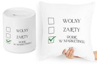 Dla Marketingowca Zestaw Poduszka + Skarbonka Z Nadrukiem Ze Zdjęciem