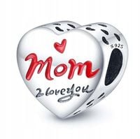Zawieszka SREBRO 925 Charms Koralik Mom I Love You Dzień Mamy