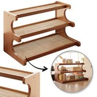 Wielofunkcyjny 3-poziomowy regał bambusowy, półka na biurko