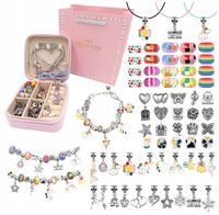 DUŻY ZESTAW DO ROBIENIA BRANSOLETEK I NASZYJNIKÓW CHARMS SZKATUŁKA KORALIKI