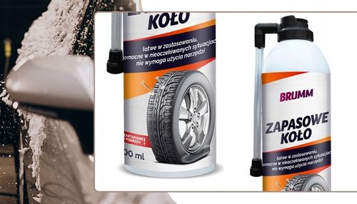 KOŁO ZAPASOWE USZCZELNIACZ DO OPON W SPRAYU BRUMM ŁATWE ZASTOSOWANIE 500 ml na Arena.pl