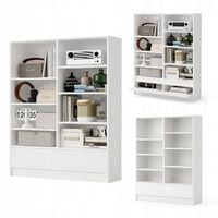 Regał na książki do salonu stojący 8 półek z szafką biały 120 cm loft