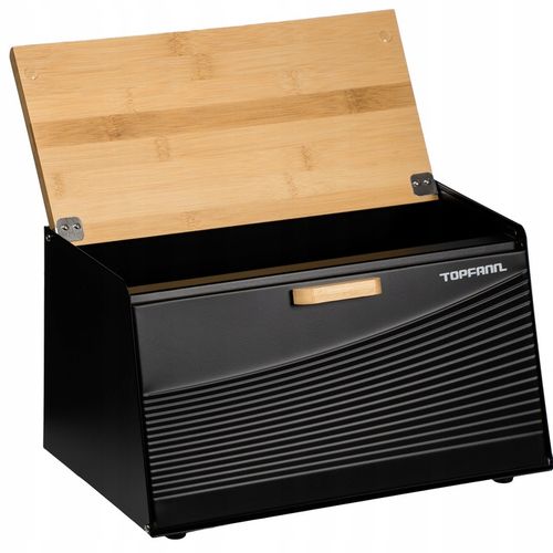 DUŻY CHLEBAK METALOWY Z DESKĄ POJEMNIK NA PIECZYWO CHLEB CZARNY BAMBUSOWY na Arena.pl