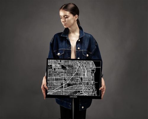 Obraz na płótnie – Canvas, plan miasta Chicago 90x60 na Arena.pl