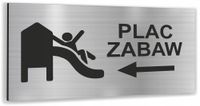 Tabliczka NADRUK UV NAPIS PLAC ZBAW Tablica SREBRNA informacyjna nierdzewna