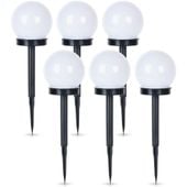 6x Lampa Ogrodowa Solarna Lampki Wbijane Gruntowe Kula LED z Czujnikiem