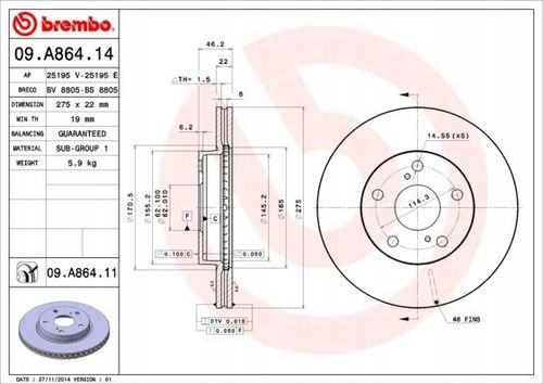 TARCZA HAM PRZOD 275X22 V BREMBO na Arena.pl
