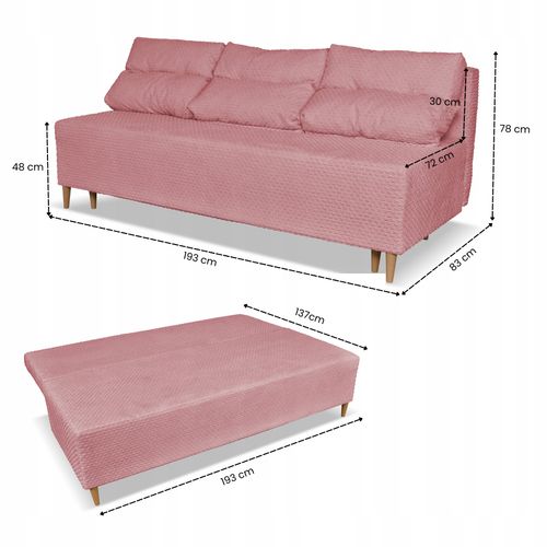 Kanapa sofa KIMO f. spania pojemnik Family Meble Twisster c. róż sztruks na Arena.pl