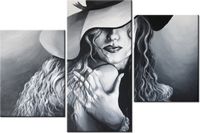 60 90CM OBRAZ 3 ELEM SZARA DAMA ŚCIENNY DRUK PŁÓTNO