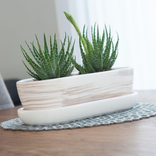 Kaktusiarka Ceramiczna 27cm doniczka jasny beton eco na Arena.pl