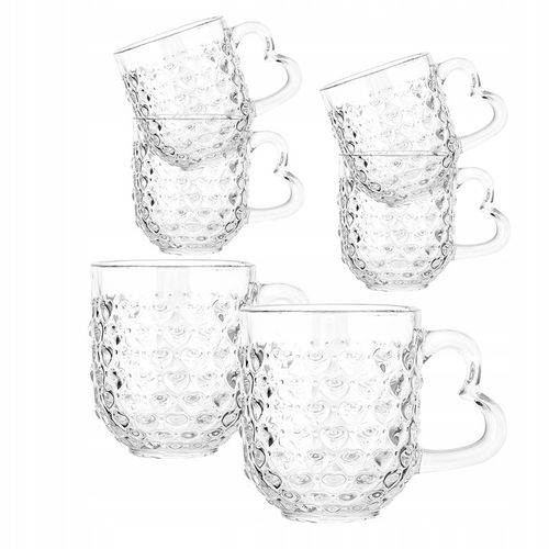 Zestaw kubków Serduszka Szklanki z uchem do kawy Altom Design 310 ml 6 szt na Arena.pl