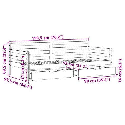Łóżko dzienne z szufladami, 90x190 cm, lite drewno sosnowe na Arena.pl