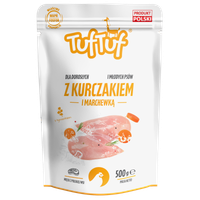 MOKRA KARMA DLA PSA TufTuf SASZETKA MIELONKA KURCZAK MARCHEWKA 500G
