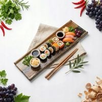 PATERA TALERZ PROSTOKĄTNY CERAMIKA DO SERWOWANIA SUSHI BRĄZOWY 39×12 CM