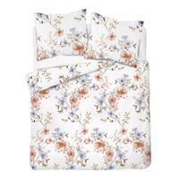 Pościel flanelowa 160x200cm. Flanela bawełniana gruba - kwiaty na białym