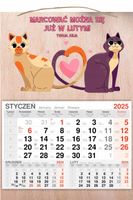 KALENDARZ 2025 jednodzielny DREWNIANY prezent na WALENTYNKI z twoim tekstem