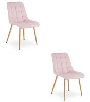 Krzesło velvet SPLIT jasnoróżowe nogi dąb do salonu jadalni glamour x2