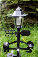 STACJA POGODY DESZCZOMIERZ OGRODOWY TERMOMETR LAMPA SOLARNA 158 CM 5W1