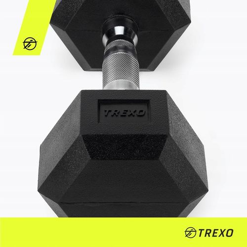 Hantel ogumowany TREXO Hex 5 kg Żeliwny ANTYPOŚLIZGOWY I SOLIDNY DO ĆWICZEŃ na Arena.pl