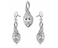 Rodowany srebrny podłużny komplet białe cyrkonie srebro 925 Z0717K_W