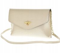 Laura Biaggi torebka wizytowa kopertowa pszczoła beżowo-złota faktura JS152