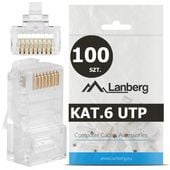 100 SZT. KOŃCÓWKI WTYK WTYKI RJ45 8P8C UTP KAT.6 CAT.6 PRZELOTOWE LANBERG
