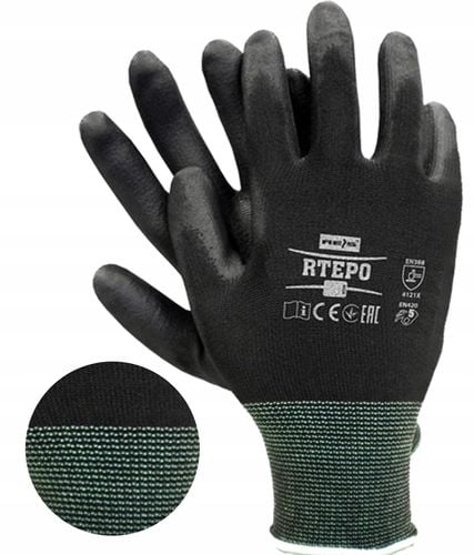 rękawice robocze / czarne / rozmiar: 7 - s / rtepo_bb7 na Arena.pl