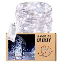 OŚWIETLENIE DRUCIKI LAMPKI LED ŻYŁKI NA BATERIE DIODY 20 LED 2m Zimna