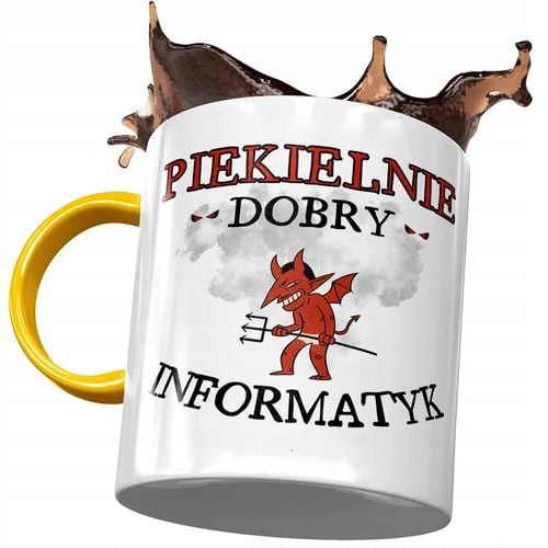 Kubek Żółty Dla Informatyka Piekielnie Dobry Z Nadrukiem Ze Zdjęciem na Arena.pl