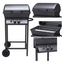 GRILL GAZOWY OGRODOWY 5,5KW DWUPALNIKOWY Z POKRYWĄ CZARNY LUND