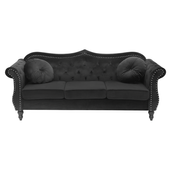 Sofa 3-osobowa welurowa czarna SKIEN