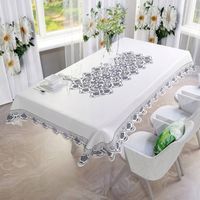 Elegancki obrus żakardowy biały zdobiony wzorzysty 130x180cm SERKAN