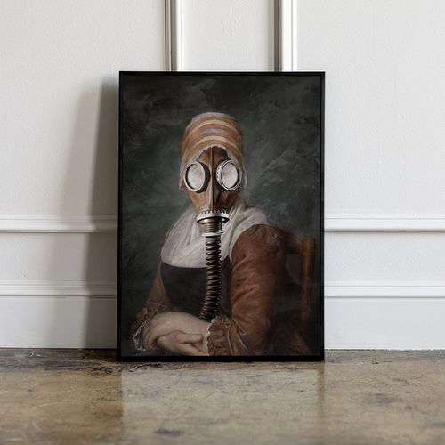 Plakat portret maska gazowa pop art 61x91 cm w czarnej ramie na Arena.pl