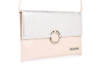 Różowo- Srebrna Oryginalna Damska Torebka Kopertówka Na Pasku Usztywniana W63