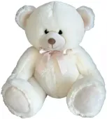 Maskotka Miś Kremowy z kokardą DUBI - 30cm