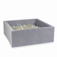 Suchy basen 110x110x40cm Velvet Soft Jasnoszary z piłeczkami 600szt (przezroczyste, jasnozłote, perłowe)